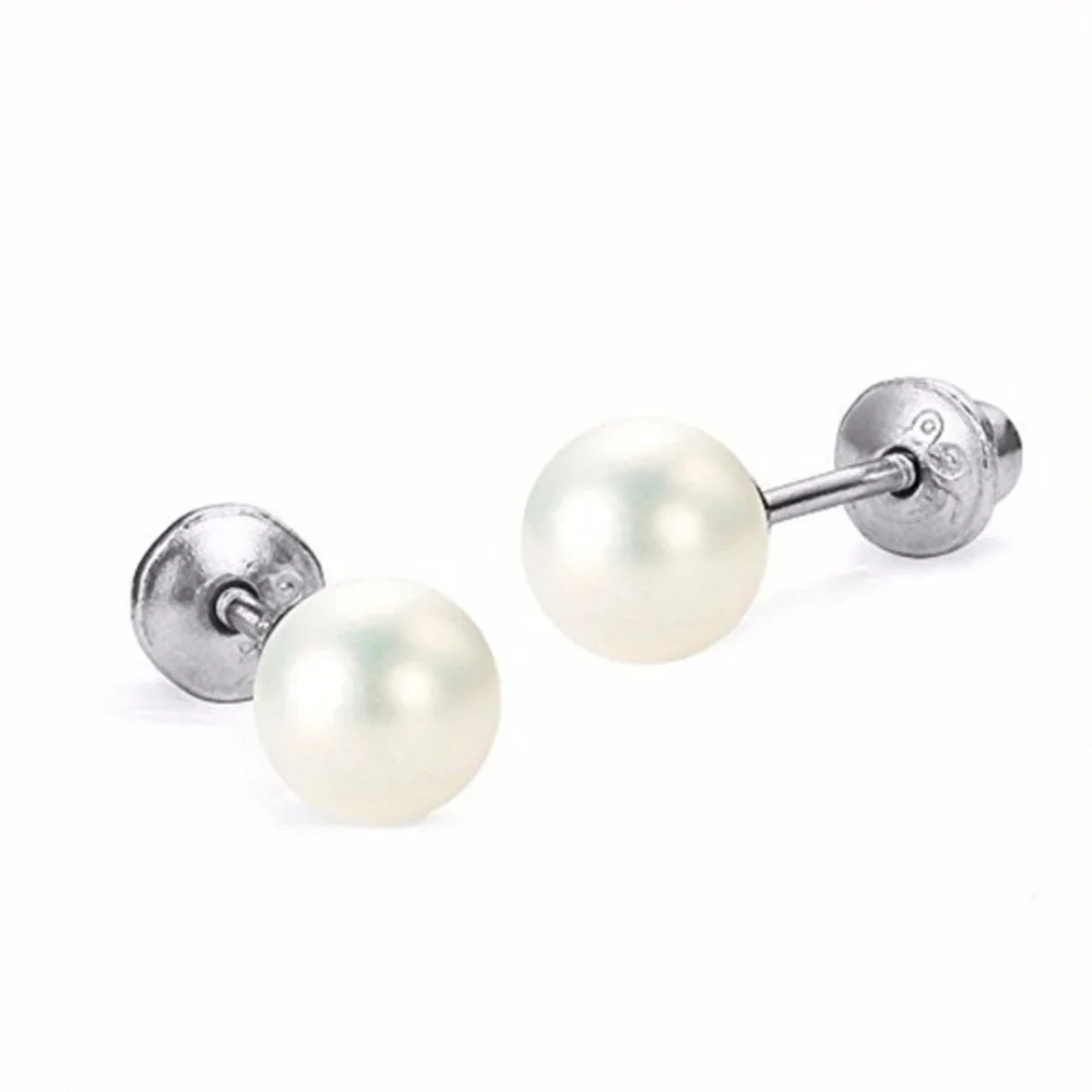 Sterling Silver 3,4, 5mm Pearl Girls stud Earrings